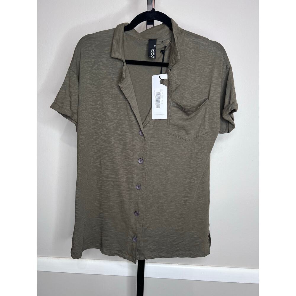 Bobi Los Angeles Goldfish Slub Cotton Button Front Camp Shirt NWT Size S